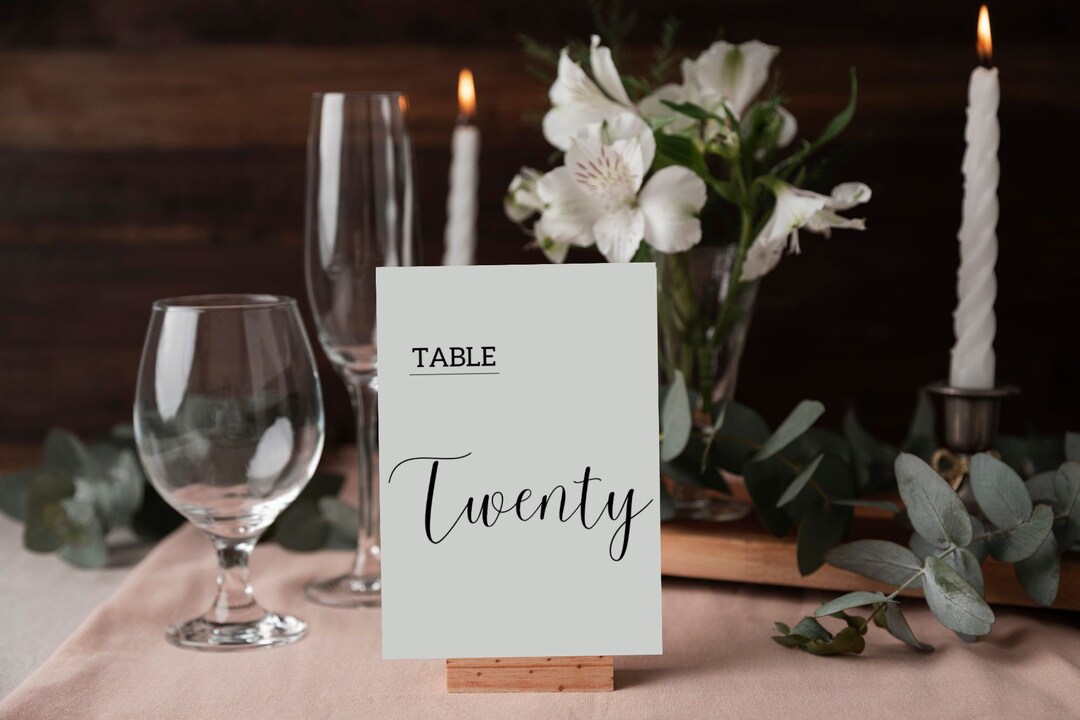 PRINTABLE Modern Minimalist Wedding Table Numbers DIGITAL DOWNLOAD - Etsy