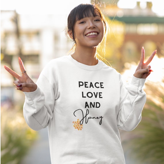 Peace, Love and Honey Crewneck Gift for Beekeepers, Gift for Bee Lovers,  Bee Crewneck, Nature Lover Apparel 