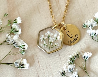 Real Flower Jewellery, Dainty Necklace, Unique Birthday Gift, Best Mum Gift, Valentines Day Gift for Her, Resin Necklace