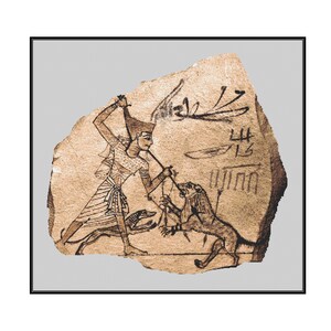 Pharaoh Slays a Lion Cross Stitch Pattern, Instant Download, PDF pattern