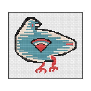 Textile Bird Cross Stitch Pattern, Instant Download, PDF pattern