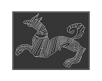 Mittelalterliches Hund Blackwork Muster, Sofort Download, PDF Muster