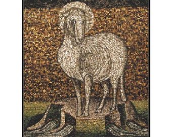 Agnus Dei Kreuzstichmuster, Sofort-Download, PDF-Muster