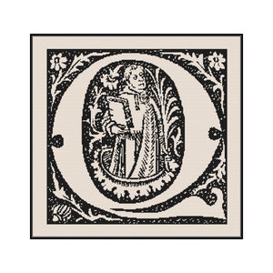 Patrón de punto de cruz de letra S monograma ilustrado, descarga instantánea, patrón PDF