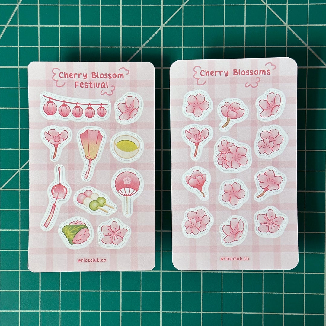 Cherry Blossom Sticker Sheet | Pink Floral Japanese Sakura Stickers ...