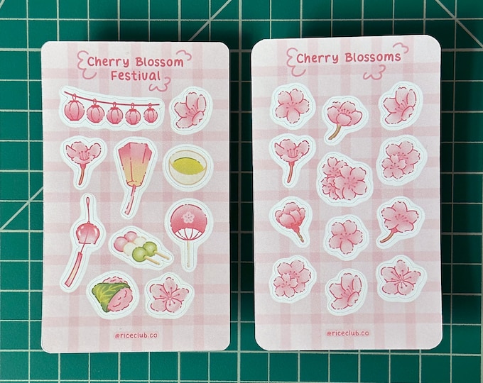 Cherry Blossom Sticker Sheet | Pink Floral Japanese Sakura Stickers ...