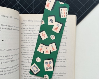 Mahjong Bookmark | Green Tiles, Book Lover Gift, Kawaii Bookmark, Bookish, Gift for Readers