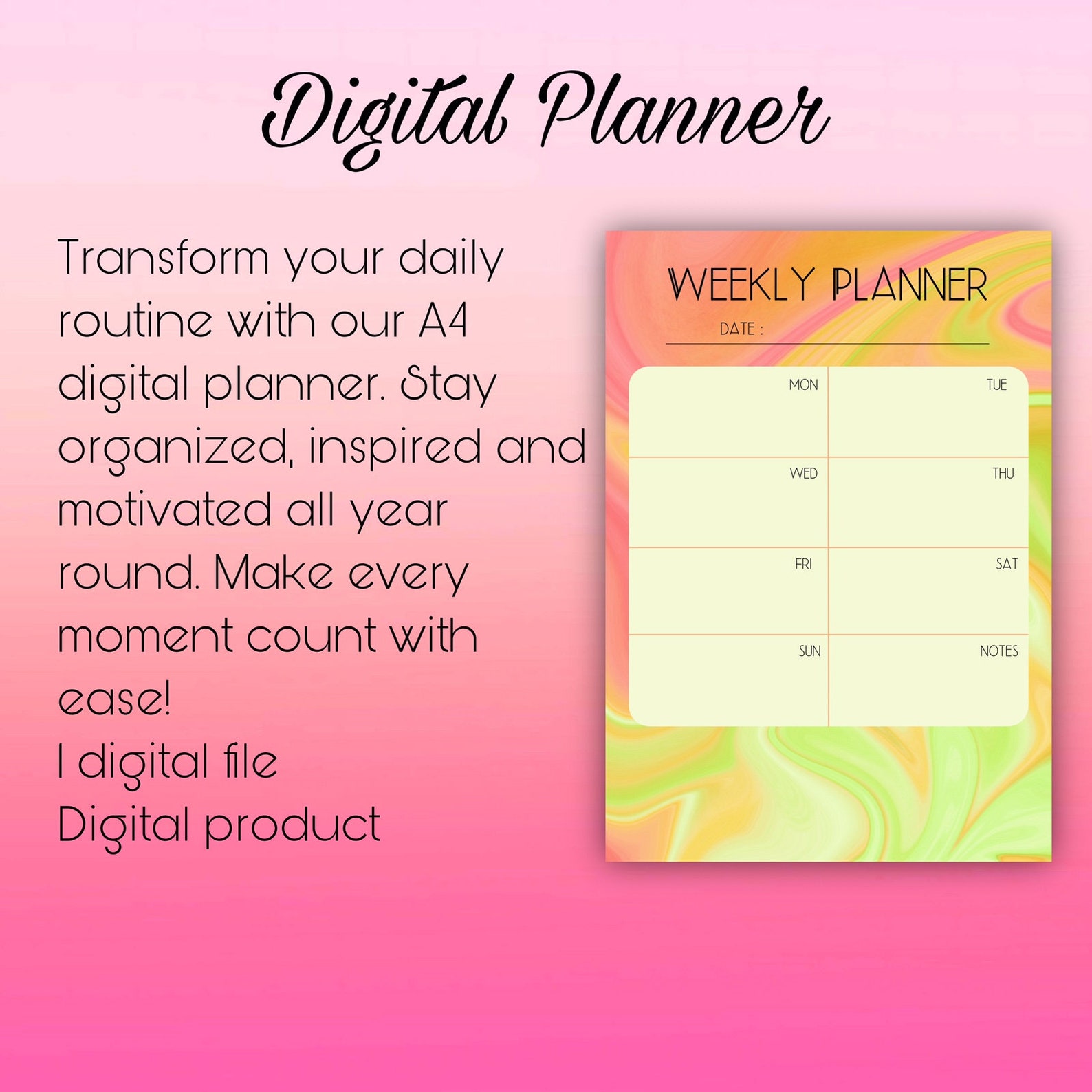 Weekly Digital Planner Printable Digital Planner Digital Etsy