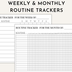 Weekly & Monthly Routine Tracker Bundle - Habit Tracker - Instant ...