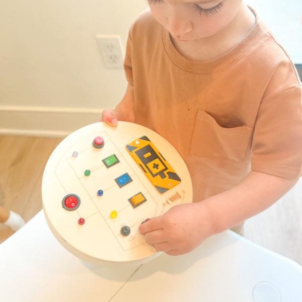 Customizable LED Montessori Wood Busy Board Circuit Toy with Electronic Switch