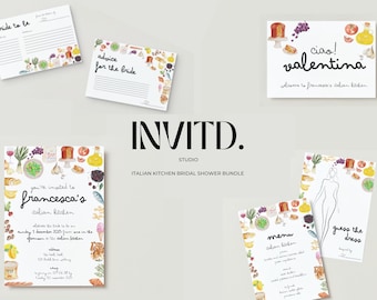 Italian Kitchen Bridal Shower Bundle: Games & Invitations | For Weddings | For Bachelorette Events | Digital Instant Download | Editable |