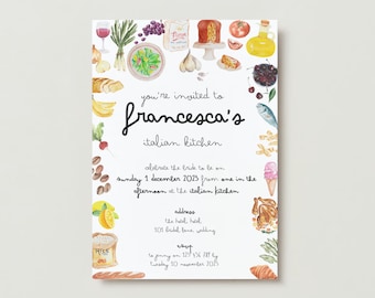 Italian Kitchen Bridal Shower Invitations | For Weddings | For Bachelorette Events | Digital Instant Download | Editable | Kitchen Tea |