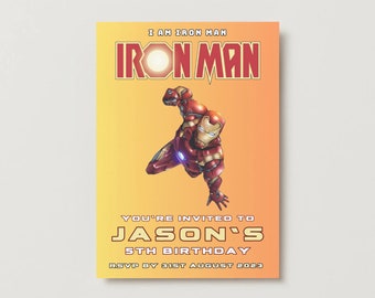 Iron Man Birthday | For Boys & Girls Kids Party Invite |Template Editable | Digital Instant Download | Iron Man Super Heroes