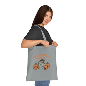 Halloween Ghost & Pumpkin Cotton Tote Bag: Reusable Trick or Treat Shopper