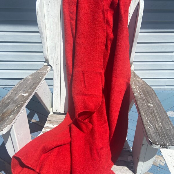 100% RED wool blanket (red) pure wool, heavy wool, vintage woolen fabric, antique wool