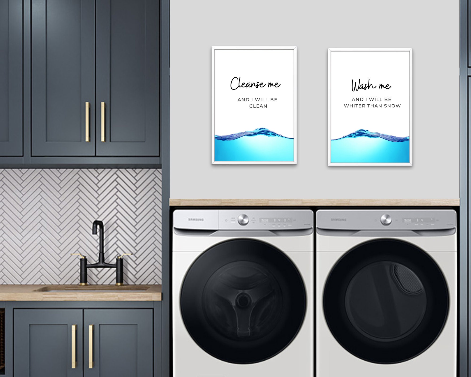 Cleanse Me Laundry Room Wall Art Bible Verse - Etsy
