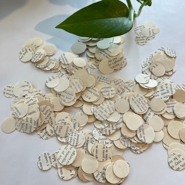 Vintage Book Page Confetti - 100 hand cut pieces