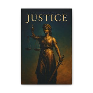 Justice Themed Canvas Art Print, Decorative Wall Art for Law Enthusiasts, Inspirational Home Decor, Teacher Gift, Legal Office Decor