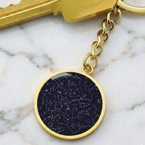 Custom Star Map Keychain - Personalized Night Sky Gift for Her Him | Anniversary Birthday Couples Keyring | Constellation Gift