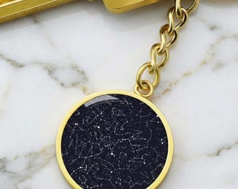 Custom Star Map Keychain - Personalized Night Sky Gift for Her Him | Anniversary Birthday Couples Keyring | Constellation Gift