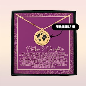 Mother And Daughter You Mean The World To Me Necklace Gift With Message Card | Birthday, Christmas, Mothers Day | Back Engraving Available