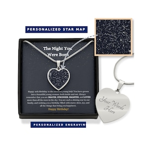 16th Birthday Necklace Gift | Personalized Constellation Pendant, Custom Star Map Heart Necklace For Daughter, Niece, Granddaughter, Sister
