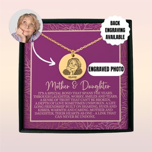 Personalized Mother & Daughter Engraved Portrait Coin Necklace Gift with  Message Card | Birthday, Christmas, etc | Back Engraving Available