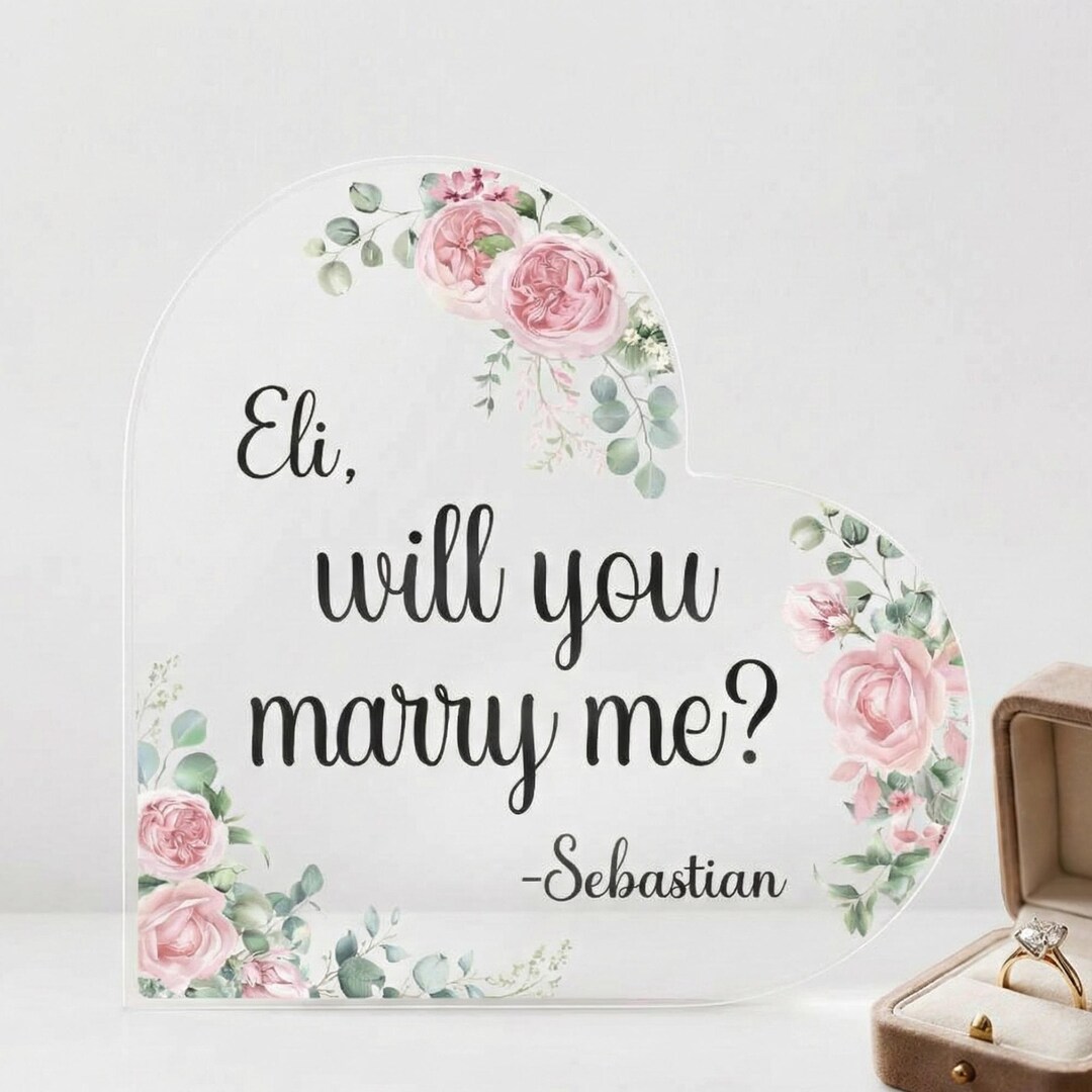 Personalized Acrylic Heart Proposal Plaque - Will You Marry Me Keepsake ...