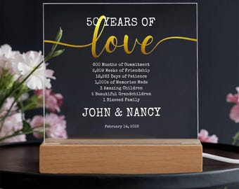 Personalized Couple 50th Years Wedding Anniversary Gift - LED Acrylic Plaque