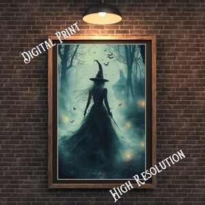 Halloween Digital Art, Magical Witch Print, Stylish Digital Halloween Art, Spooky Decor
