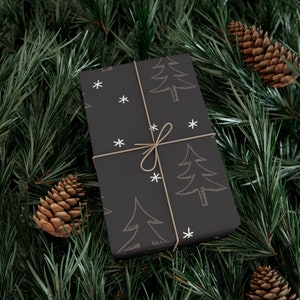 Carta da regalo natalizia rustica nei toni della terra, disegni nei toni della terra, Natale neutro, carta da regalo natalizia illustrata, tavolozza rustica