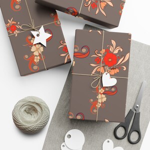 Inpakpapier met retro bloemen, geïllustreerde ontwerpen, neutrale cadeauverpakking, inpakpapier met bloemen, rustiek palet