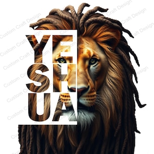 Lion of Judah PNG Yeshua Rasterlocks Christian Art Digital Download for Shirts Faith SVG Alternative Religious Design for Apparel
