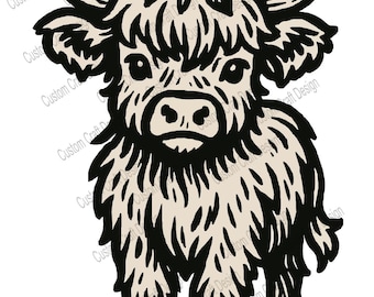 Highland Cow Nursery Print: Boho Floral Crown Calf (Digital Download)