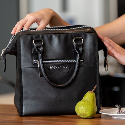 Womens Insulated Adult Lunch Bag Faux Leather Lunch Box Etsy