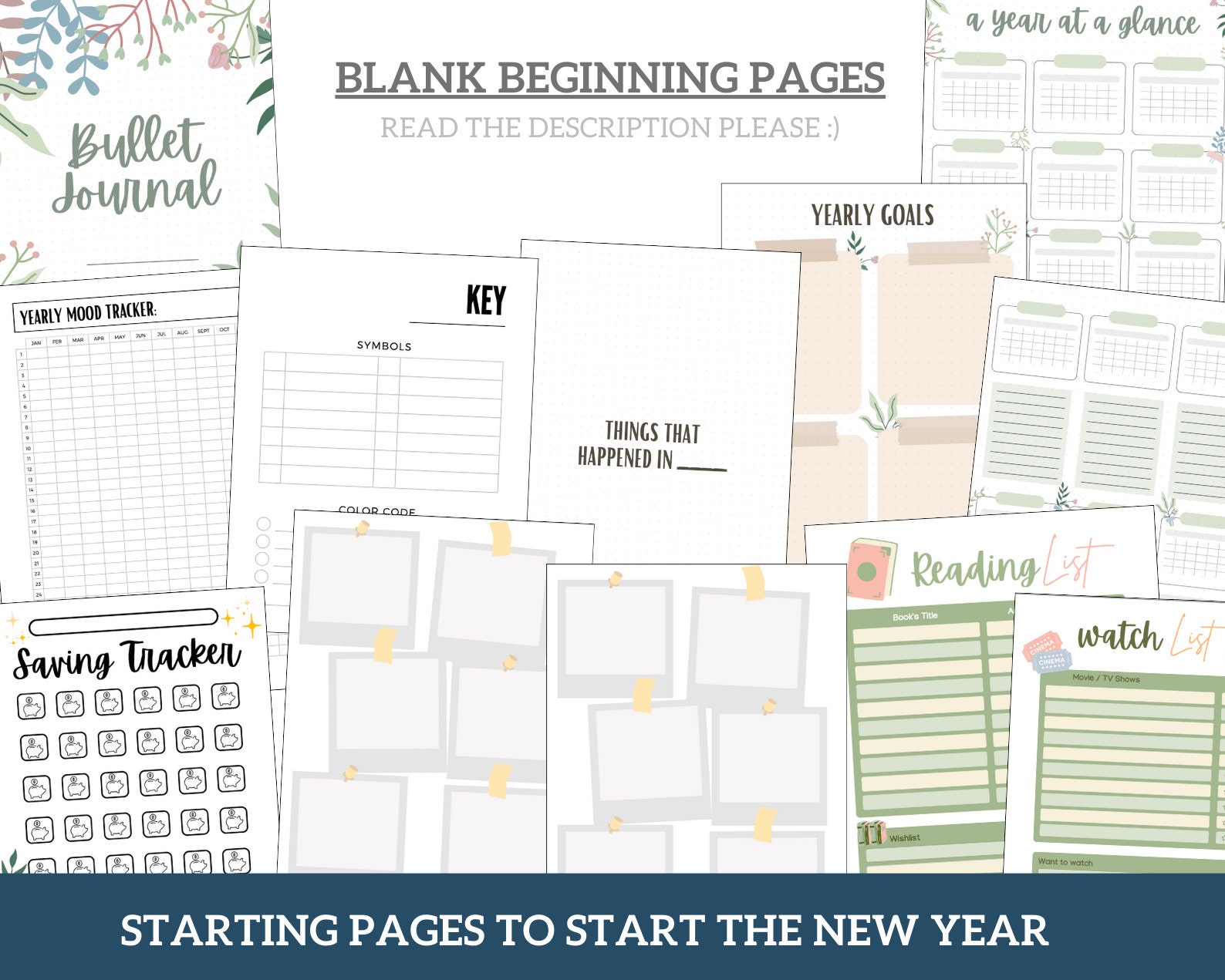 UNDATED Digital Bullet Journal Planner | Pre-made Journal Planner ...