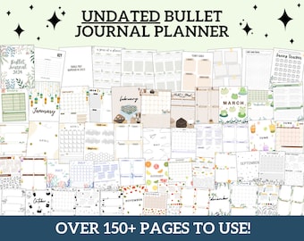 UNDATED Digital Bullet Journal Planner | Pre-made Journal Planner | Habit Tracker | Mood Tracker | Monthly Spread | Weekly Spread