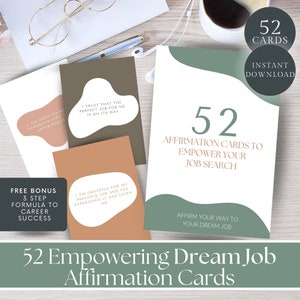 Tarjetas de afirmación del trabajo de tus sueños / Afirmaciones para imprimir / Afirmaciones para un nuevo trabajo / Manifiesta tu trabajo perfecto / Afirmaciones positivas para un nuevo trabajo