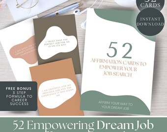Dream Job Affirmation Cards | Printable Affirmations | New Job Affirmations | Manifest Your Perfect Job | Positive New Job Affirmations