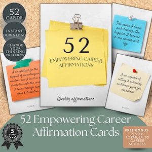 Tarjetas de afirmaciones profesionales empoderantes / Afirmaciones imprimibles / Afirmaciones profesionales / Manifestación del éxito profesional / Afirmaciones positivas para un nuevo empleo