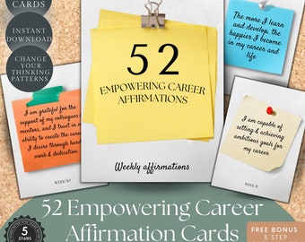 Empowering Career Affirmation Cards | Printable Affirmations | Career Affirmations | Manifest Career Success | Positive New Job Affirmations