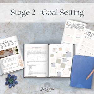 Puede incluir: Primer plano de un libro titulado "The Ultimate Career Success Planner" con una p&aacute;gina abierta en la secci&oacute;n "Long-Term Goals". El libro est&aacute; rodeado de otros papeles con t&iacute;tulos como "Goal Deconstructed" y "Goal PR".