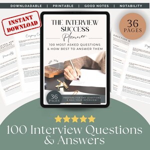 100 Job Interview Questions And Answers Job Interview Prep Guide Job Interview Answers Job Interview Guide Interview Planner Job Search