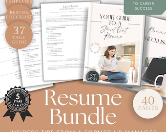 Complete Resume Bundle | Templates, Workbook & Checklist | Professional Resume Templates For Word, Google Docs + Pages | ATS Friendly Resume