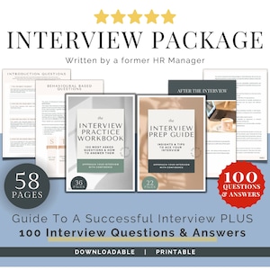 Job Interview Package | 100 Most Asked Questions With Answers | Interview Guide | Insider HR Tips | Interview Prep | Job Interview Questions