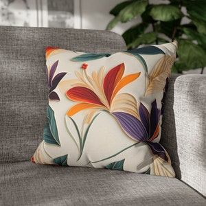 Art Deco Pillow Cover, Decorative Pillows, Pillow Cover, Bird of Paradise Pillow, Floral Throw Pillow, Polyester Pillow Case