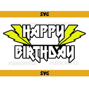 Rock/Metal Happy Birthday Cake Topper SVG Datei instant download cricut für ihn Happy Birthday Rock Musik Heavy Metal