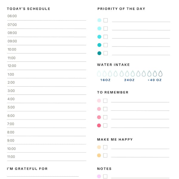 Daily Planner Template | Digital Planner Template | Digital Scheduling | Daily Water Tracker | Daily Mood Tracker | Goodnotes Compatible PDF