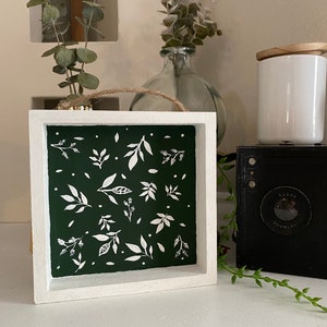 Painted Leafy Wood Square Art