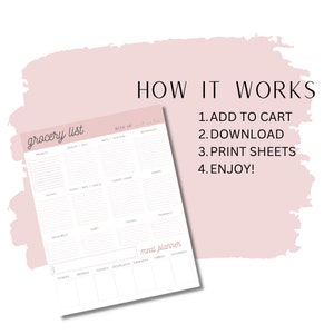 Printable Grocery List &amp; Meal Planner - Etsy